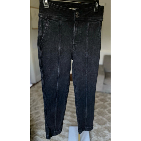 Madewell Denim Jeans Washed Black High Rise Tapered Parisian City Baddie Clean - Picture 2 of 6